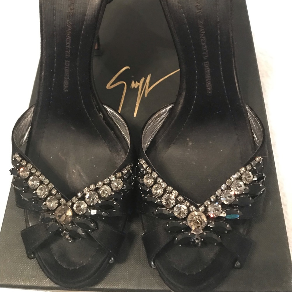 G Zanotti black satin heel